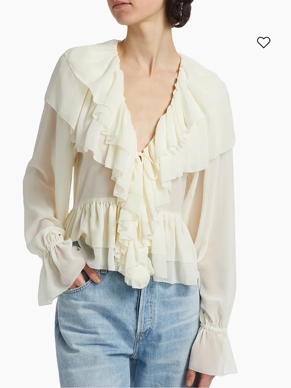 NWT Ronny Kobo Rhea Chiffon Ruffle Blouse